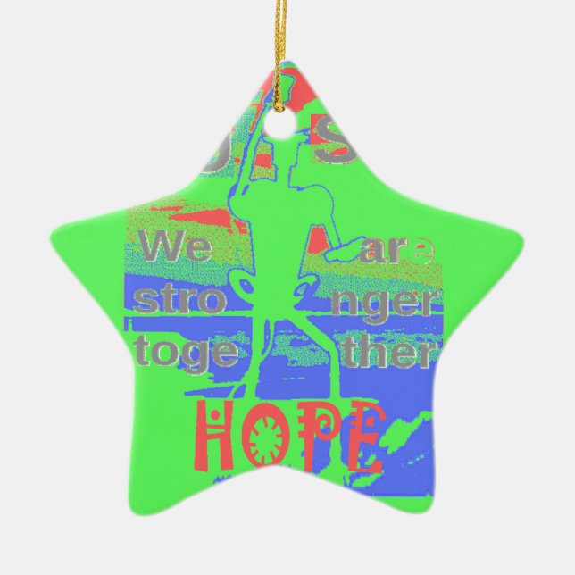 United in Hope: Stronger Together - Vibrant USA  Ceramic Tree Decoration (Front)