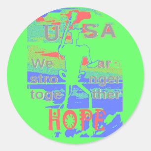 United in Hope: Stronger Together - Vibrant USA   Classic Round Sticker