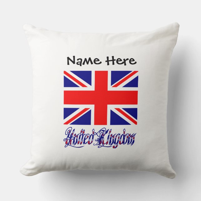 United Kingdom and UK Flag Personalised  Cushion (Front)