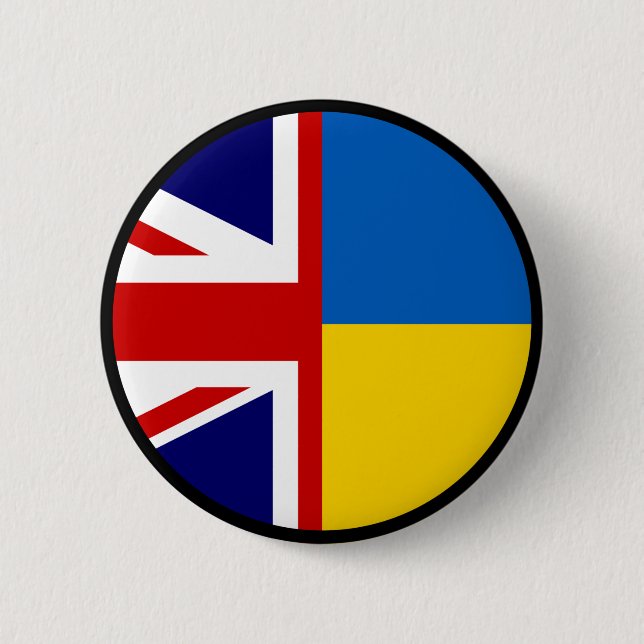 United Kingdom and Ukraine 6 Cm Round Badge (Front)