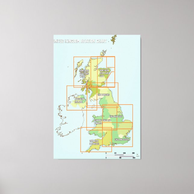 United Kingdom aviation chart Canvas Print (Front)