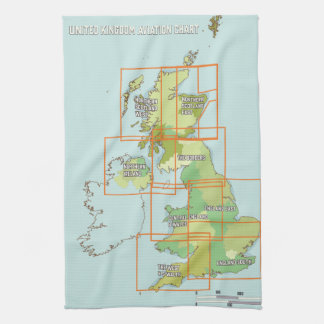 United Kingdom aviation chart Tea Towel