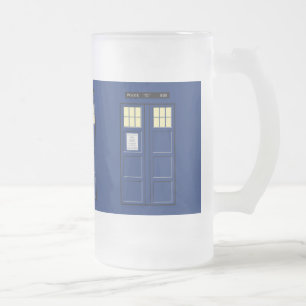 United Kingdom - Blue Police Public Call Box 1 Frosted Glass Beer Mug