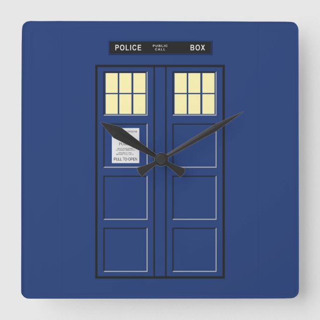 United Kingdom - Blue Police Public Call Box 1 Square Wall Clock (Front)