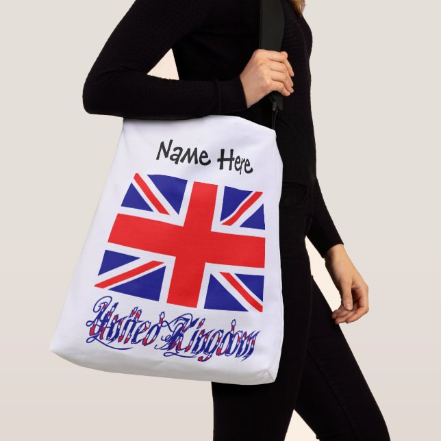 United Kingdom British Flag Black Personalisation  Crossbody Bag (Close Up)