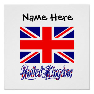 United Kingdom British Flag Black Personalisation Poster