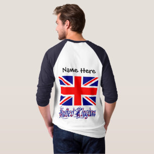 United Kingdom British Flag Black Personalisation  T-Shirt