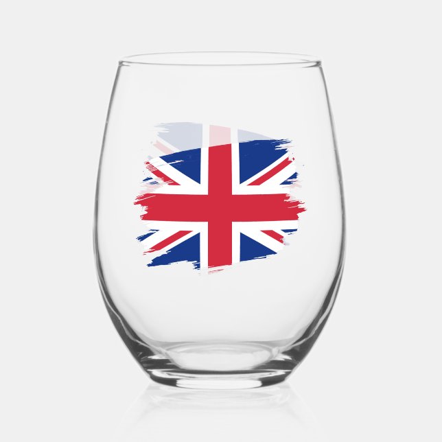 United Kingdom, British Flag Stemless Wine Glass (Front)