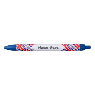 United Kingdom British Flag Tiled Personalised Black Ink Pen