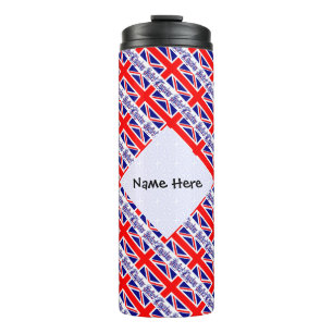 United Kingdom British Flag Tiled Personalised Thermal Tumbler