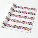 United Kingdom British Flag Union Jack Wrapping Paper<br><div class="desc">United kingdom wrapping paper for holiday gift wrapping Use for Christmas birthday etc red white blue flag Change background colour choose customise it>edit>background then choose your colour</div>