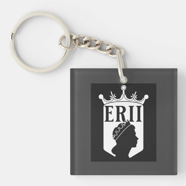 United Kingdom British Monarch Queen Crown E R II Key Ring (Front)
