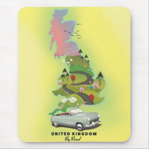 United Kingdom ' By Road' Vintage travel poster. Mouse Mat