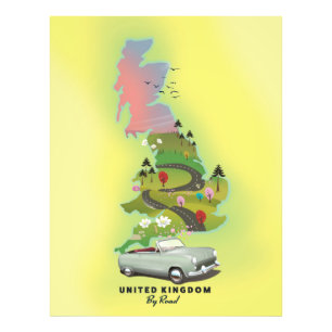 United Kingdom ' By Road' Vintage travel poster. Photo Print