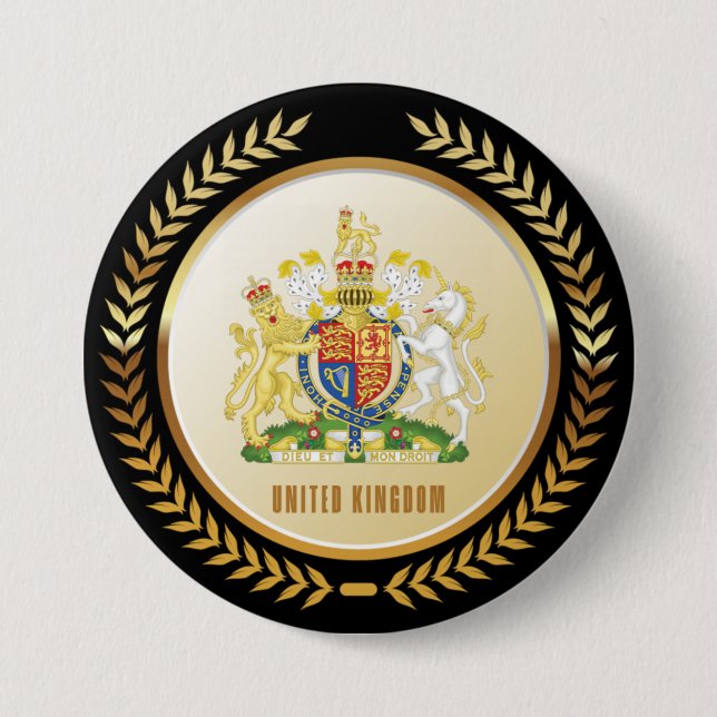 United Kingdom Coat Of Arms 7.5 Cm Round Badge (Front)