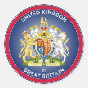 United Kingdom Coat of Arms Circle Shape  Classic Round Sticker