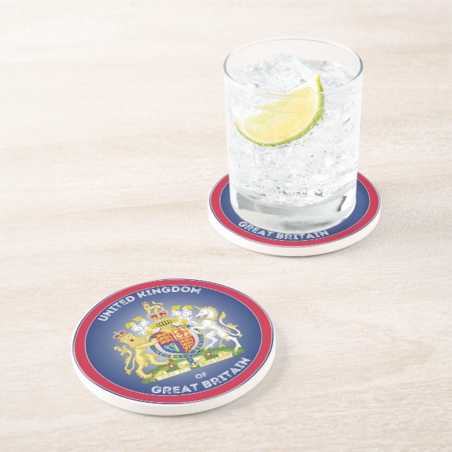 United Kingdom Coat of Arms Circle Shape  Coaster (Side)