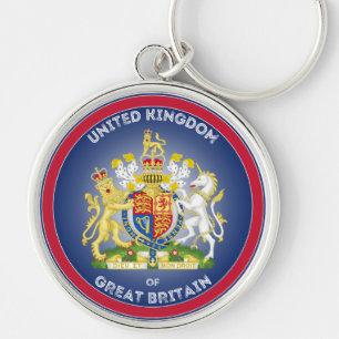 United Kingdom Coat of Arms Circle Shape Key Ring