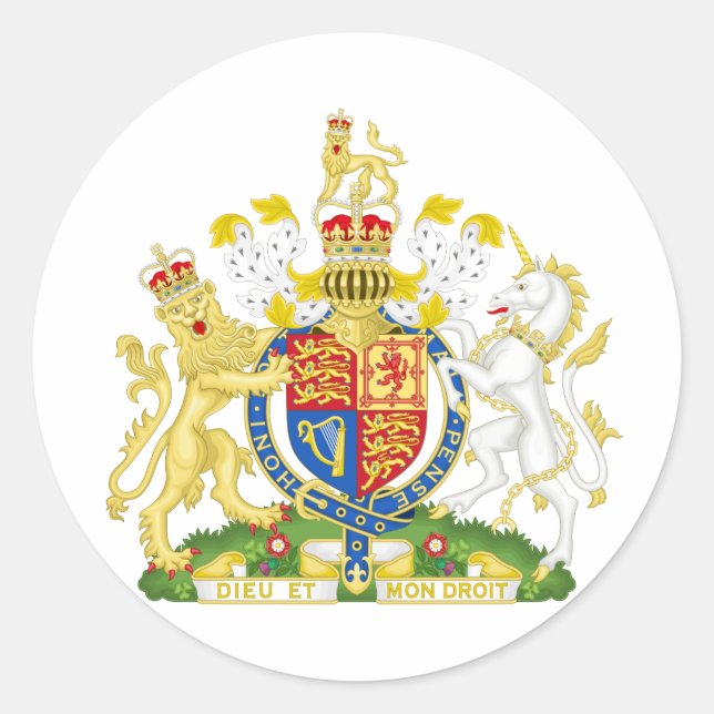 United Kingdom Coat of arms GB Classic Round Sticker (Front)