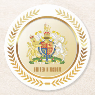 United Kingdom Coat Of Arms Round Paper Coaster