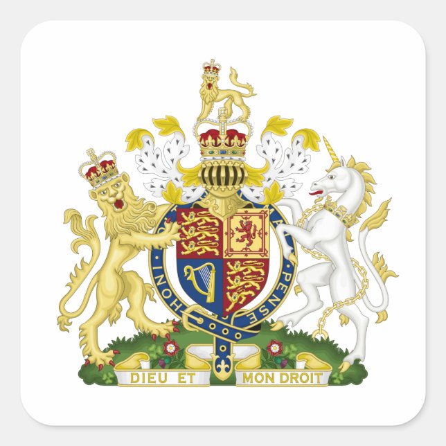United Kingdom Coat of Arms Square Sticker (Front)