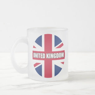 United Kingdom Flag Frosted Glass Coffee Mug