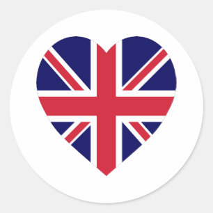 United Kingdom Flag Heart Classic Round Sticker