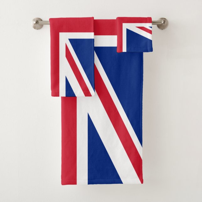 United Kingdom flag Union Jack Bath Towel Set (Insitu)
