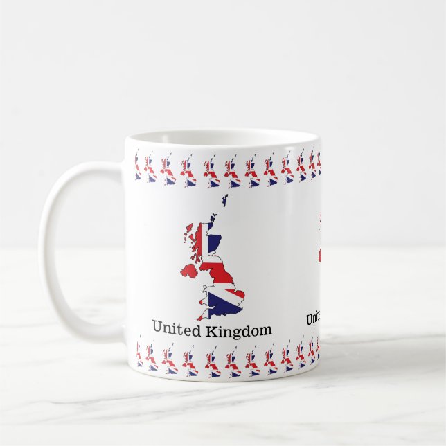 United Kingdom Flag Within Map Design - Souvenirs Coffee Mug (Left)