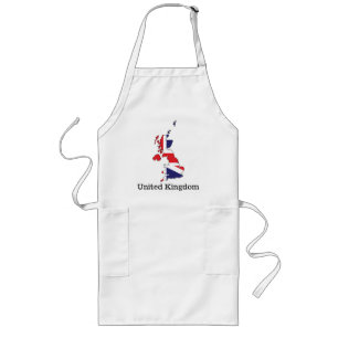 United Kingdom Flag Within Map Design - Souvenirs Long Apron