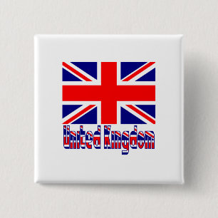 United Kingdom Flag & Word 15 Cm Square Badge