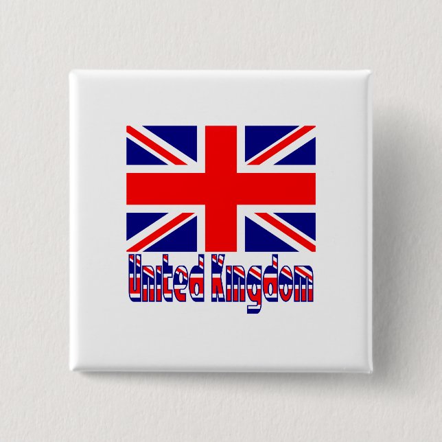 United Kingdom Flag & Word 15 Cm Square Badge (Front)