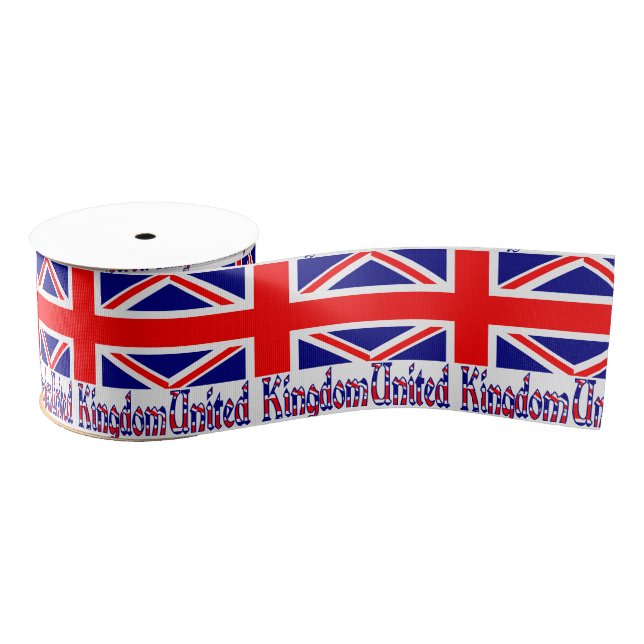 United Kingdom Flg and Word Vinque Grosgrain Ribbon (Spool)