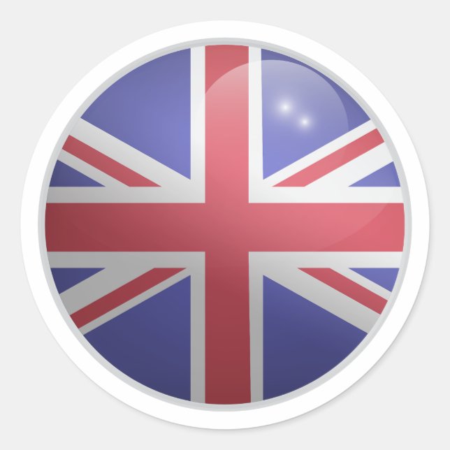 United Kingdom Glossy Circle Flag Classic Round Sticker (Front)