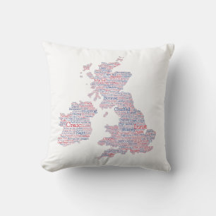 United Kingdom / Great Britain Slang Word Art Map Cushion