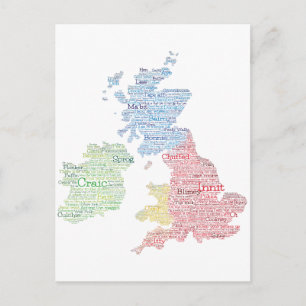 United Kingdom / Great Britain Slang Word Art Map  Postcard