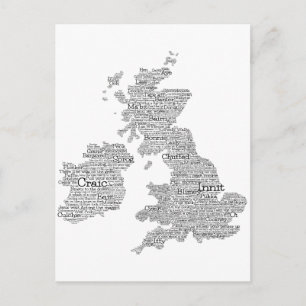 United Kingdom / Great Britain Slang Word Art Map Postcard