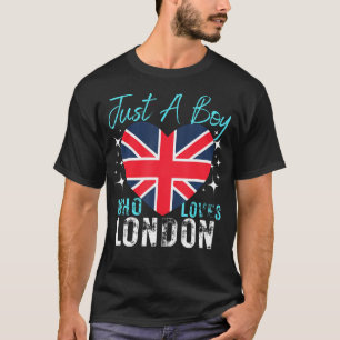 United Kingdom Just A Boy Who Loves London Heart F T-Shirt