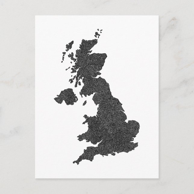 United Kingdom Map Design with Hidden Borders  Postcard (Front)