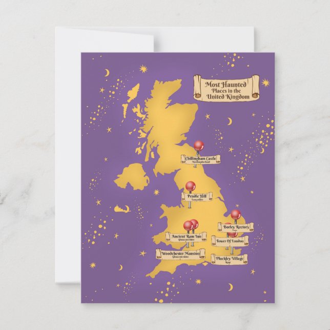 United Kingdom Most Haunted Places Map. (Front)