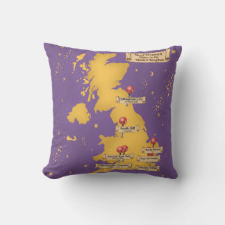 United Kingdom Most Haunted Places Map. Cushion