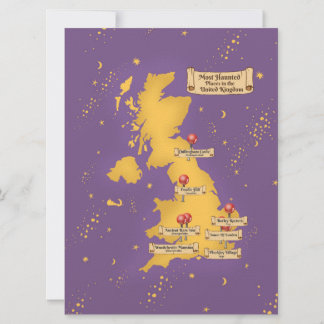 United Kingdom Most Haunted Places Map. Invitation