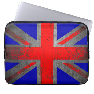 United Kingdom neon grunge flag laptop sleeve