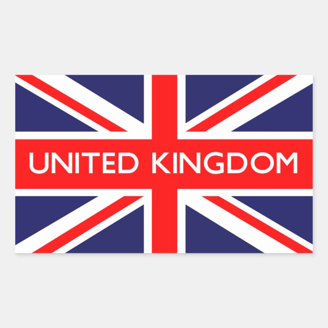 United Kingdom On British Flag Rectangular Sticker (Front)