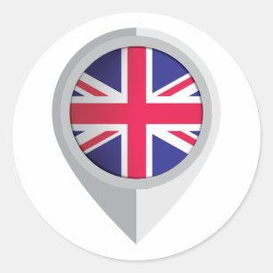 United Kingdom Pin Location Flag Classic Round Sticker