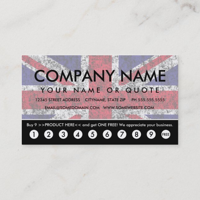 united kingdom punch card (Back)