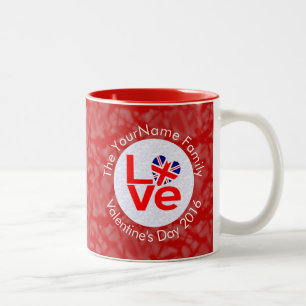 United Kingdom Red LOVE Flag Personalised Two-Tone Coffee Mug