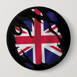 United Kingdom Ripped Flag 10 Cm Round Badge