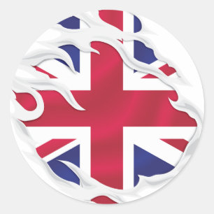 United Kingdom Ripped Flag Classic Round Sticker