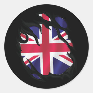 United Kingdom Ripped Flag Classic Round Sticker